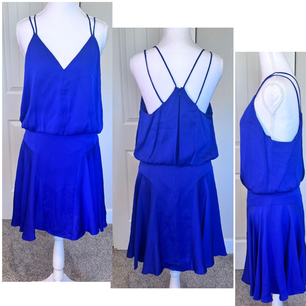 Milly Cobalt Stretch Silk Crepe Tank Back Zipper Lined Dress Sz 6 NWT